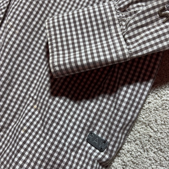 G Star Raw 3301 Southeast 5204 Western Brown Check Rare Long Sleeve Shirt Sz XL - Picture 2 of 7